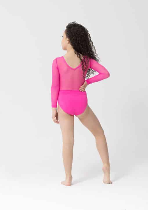 Kylie Mesh Leotard - Hot Pink - CHILD - Image 2