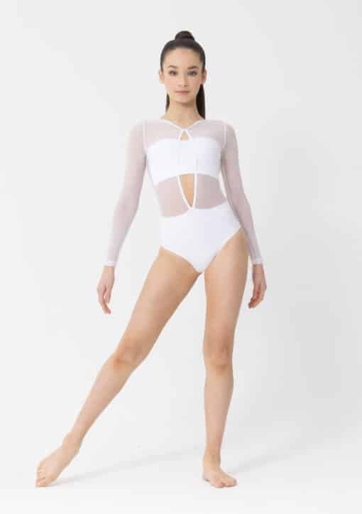 Kylie Mesh Leotard - White - ADULT