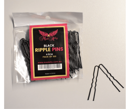 Ripple Bun Pins 4.5cm - Black - 100pk