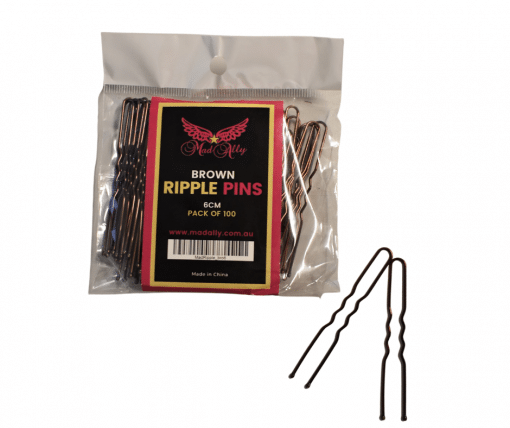 Ripple Bun Pins 6cm - Brown - 100pk