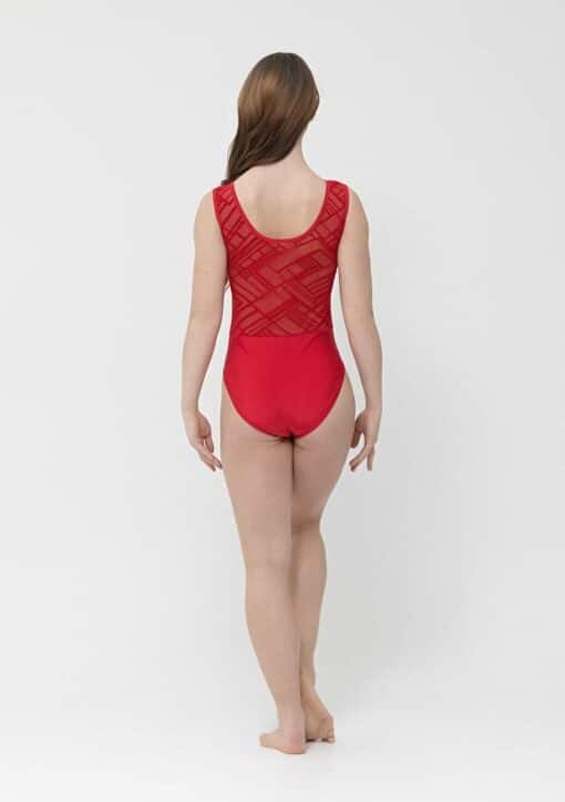 Maddie Geo Mesh Leotard - Red - ADULT - Image 2