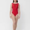 Maddie Geo Mesh Leotard - Red - ADULT