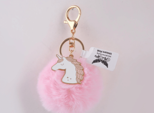 Pom Pom Keyring - Pink/Unicorn