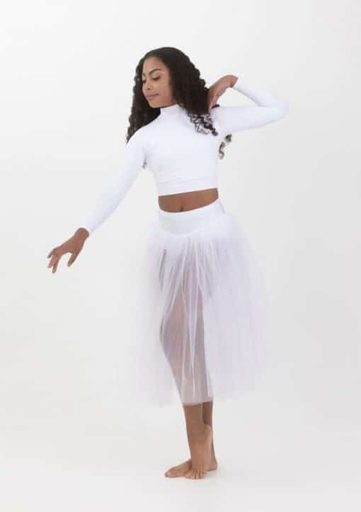 Performance Long Sleeve Crop Top - White - CHILD - Image 3