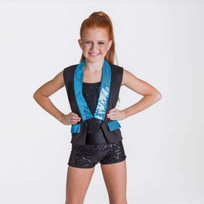 Sequin Waistcoat - Black/Turquoise - CHILD