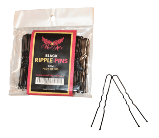 Ripple Bun Pins 6cm - Black - 100pk