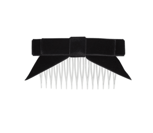 Velvet Bow Comb w Tails - Black