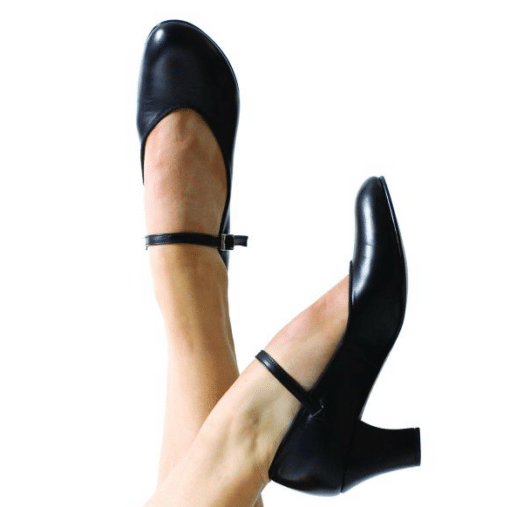 Leather Chorus Heel Shoe - Black - ADULT