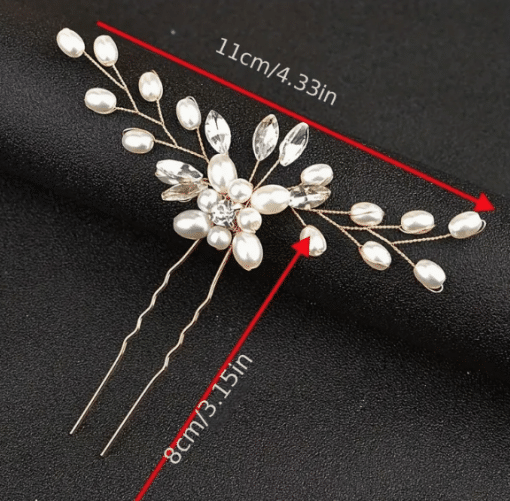 Diamante & Pearl Floral Hair Pin - Image 2