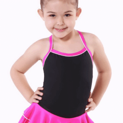 Bella Leotard Dress - Black/Pink