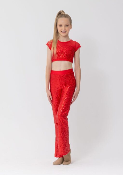 Sequin Stage Pants - Red - ADULT