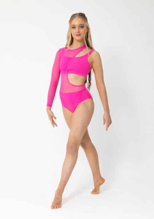 Tammy Mesh Leotard - Hot Pink - CHILD