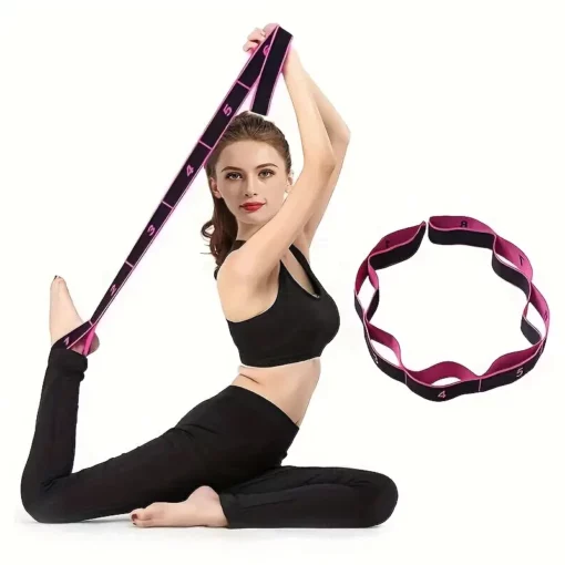 Exercise Stretch Strap - Black/Pink - Image 2