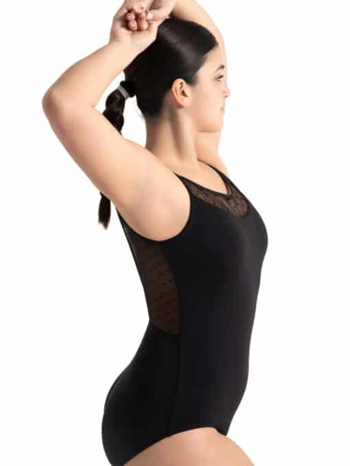 Swiss Dot Mesh Camisole Leotard - Black - ADULT - Image 2