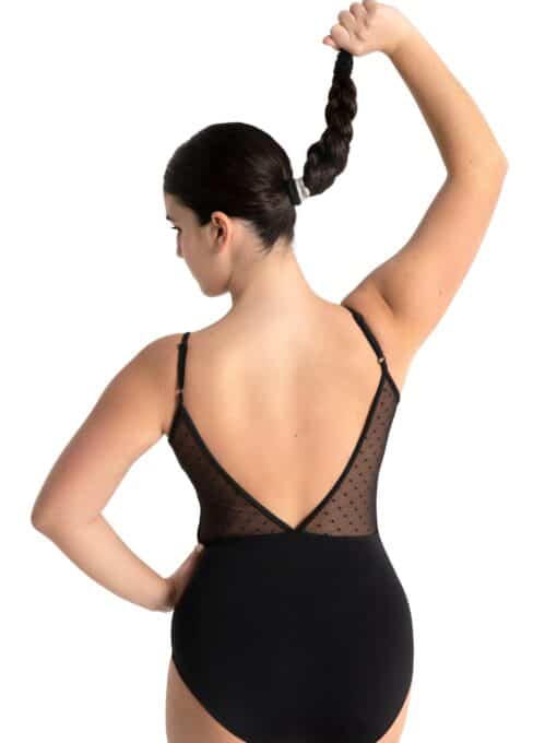 Swiss Dot Mesh Camisole Leotard - Black - ADULT - Image 3