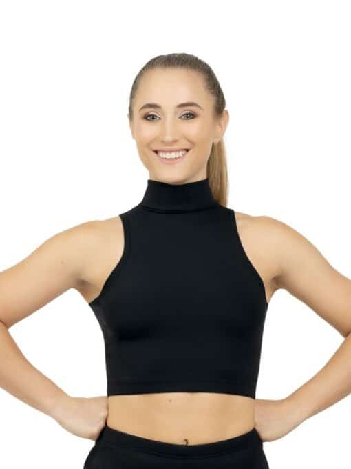 Mock Neck Crop Top - Black - ADULT