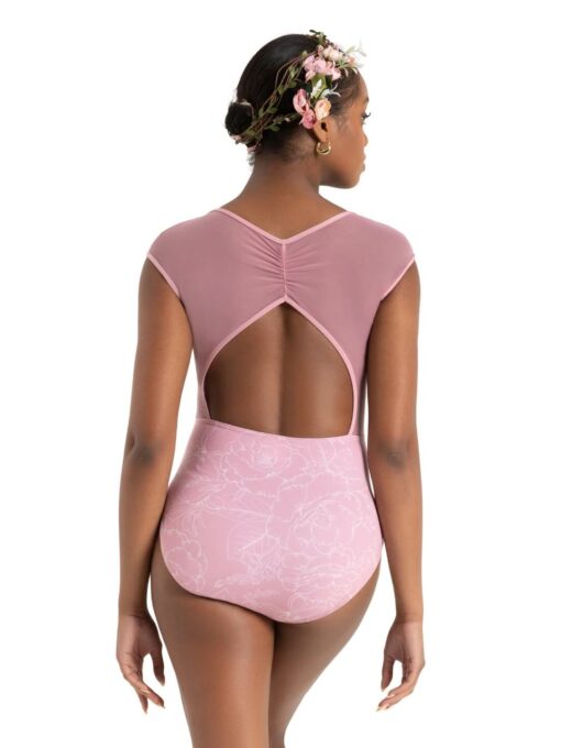 Daisy Cap Sleeve Leotard - Dusty Pink Floral - CHILD - Image 2