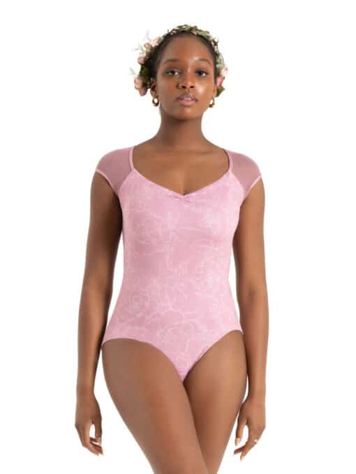 Daisy Cap Sleeve Leotard - Dusty Pink Floral - CHILD