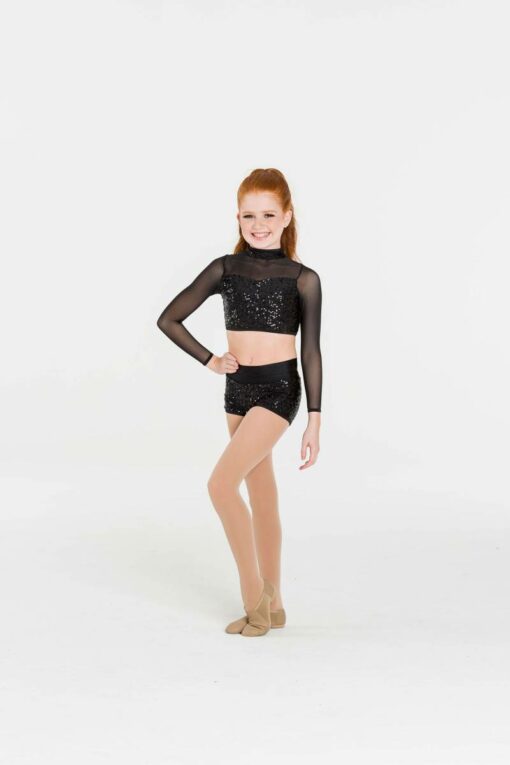 Sequin Attitude Shorts - Black - CHILD