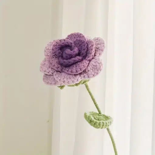 Crochet Long Stem Rose Flowers - Image 2