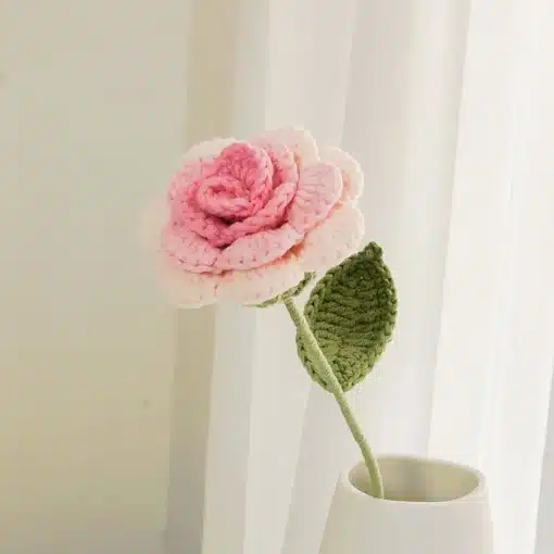 Crochet Long Stem Rose Flowers