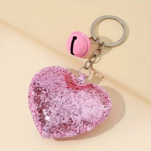 Heart Keyring - Pink Sequin