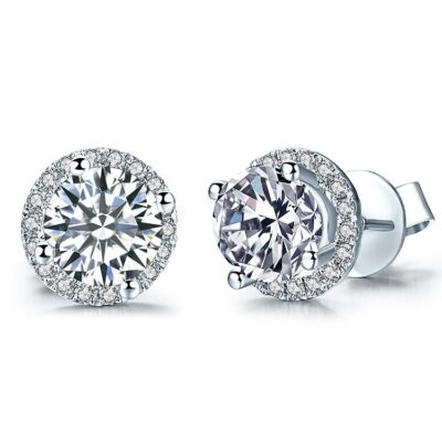 Crystal Earrings - Silver - 10mm