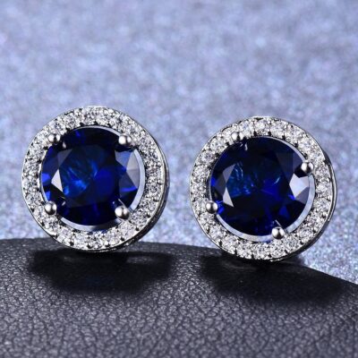 Crystal Earrings - Sapphire - 10mm