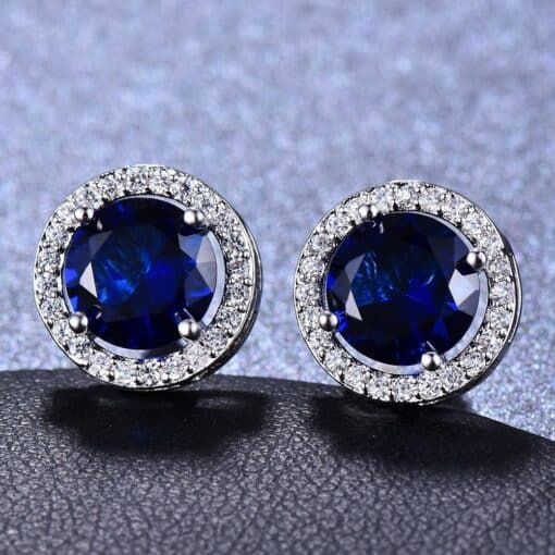 Crystal Earrings - Sapphire - 10mm