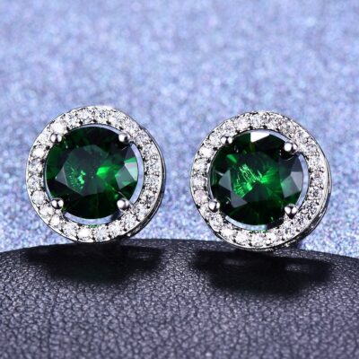 Crystal Earrings - Emerald - 10mm