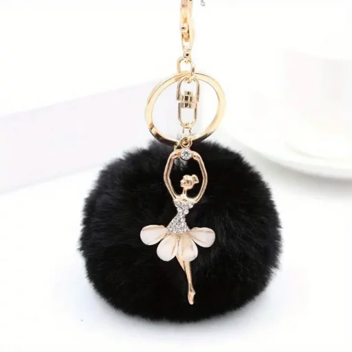 Pom Pom Keyring - Black Ballerina