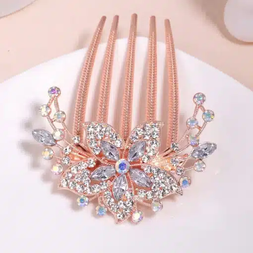 Rhinestone Hair Comb - Diamante Flower