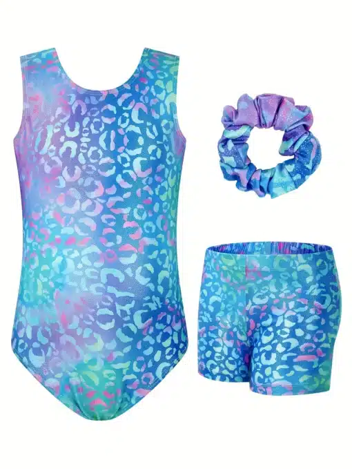 Gym Blue Leopard Leotard Set - 6yrs