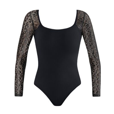 Rhea Long Sleeve Leotard - Black - ADULT