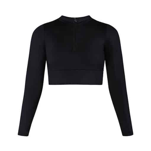Jessie Long Sleeve Crop Top - Black - CHILD