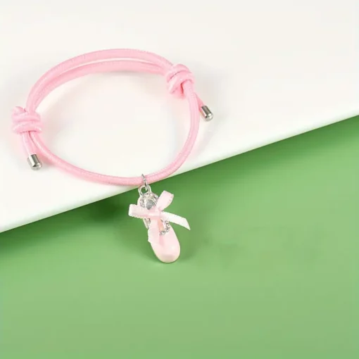 Ballet Shoe Bracelet - Silver & Pink
