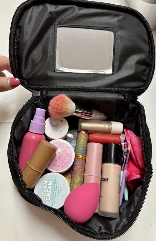 Beauty Bag with Mirror - BUN BITS - Rainbow Glitter - Image 4