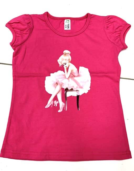 Dancer Sitting Puff T-Shirt - Hot Pink - CH 6