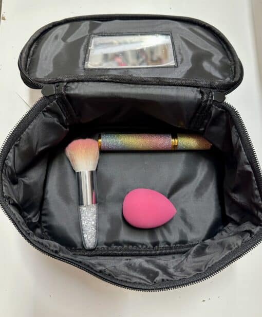 Beauty Bag with Mirror - BUN BITS - Rainbow Glitter - Image 3