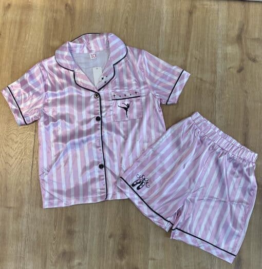 Dance Ballet Satin Pyjamas - Pink & White - CHILD