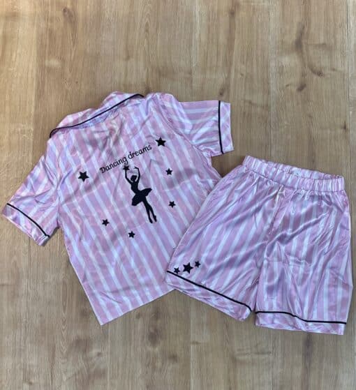 Dance Dreams Satin Pyjamas - Pink & White - CHILD - Image 2